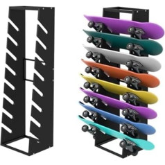 Snowboard Storage Rack - 8 Layer Wooden Display Rack for Floorstanding Skateboards, Longboards, Surfboards - Ideal for Home, Garages, Clubs, Skate Shops, Black, 120 x 33 cm