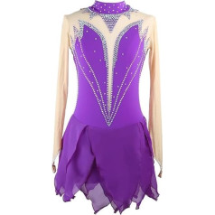 Nnnydjy Professionelles Eiskunstlaufkleid Für Mädchen Langärmlige Wettkampfbekleidung Für Eiskunstlauf Gymnastik Und Tanzbekleidung Für Damen Ballettrock Mit Asymmetrischem Saum