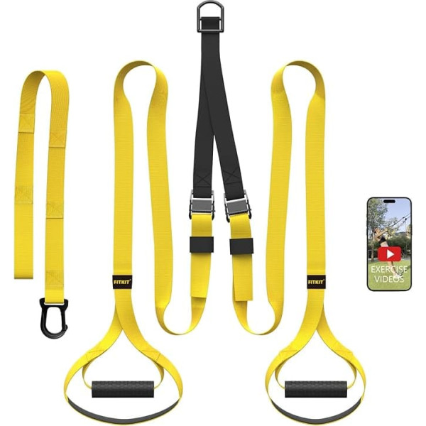 FITKIT Bodyweight Fitness Training Kit, Home Resistance Trainer Straps for Total Body Workouts