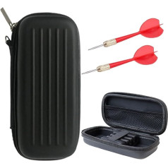 Xuigort Schwarze Dart-Tragetasche, personalisierbar, für 3 vollständig montierte Dartpfeile, zusätzliches Zubehör, Darttasche für Flüge, Spitzen, Schäfte, Schwarz , M, Nein