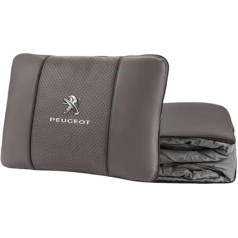 QYPLKJHG Reisedecke Kissen 2 in 1 für Peugeot e-208 2019-2025, Autokissen Decke mit Auto Logo Reisedecke für Auto Kuscheldecke Auto Decken Kissen Flugzeugdecke Auto Accessoires,Brown