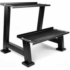 AUXHDK Kettlebell Storage Rack with Non-Slip Pads, 2 Tier Weight Racks, Kettlebell Stand, Dumbbell and Kettlebell Stand for Home Gym