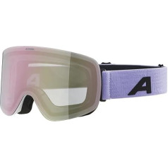 Alpina PENKEN Mirrored, Contrast Enhancing & Polarised OTG Ski Goggles with 100% UV Protection for Adults, White/Lilac Matt, One Size