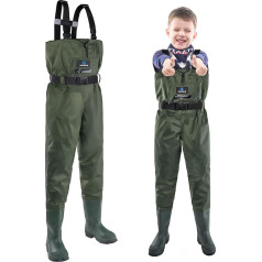 Trudave Kids Waterproof Youth Waders with Boots, Nylon/PVC Waders for Fishing & Hunting