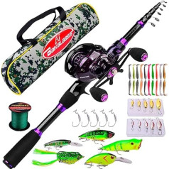 BAIKALBASS Fishing Rod and Reel Combo - 7ft Telescopic Spincast Rod with Left Handed Bait Reel Combinations - Sea Saltwater Freshwater Ice Bass Fishing Tackle Set - Fishing Rod Set