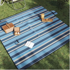 SKM Picknickdecke Faltbar Blau und Weiß Gestreift 200x200 cm Samt,Sportartikel,Outdoor-Aktivitäten,Camping & Wandern,Blue and White,1.55KG,4004211