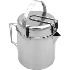 Chewtoyo Kompaktes Camping-Kochgeschirr-Set aus Edelstahl, funktionaler Outdoor-Topf mit Deckel und Schüssel, ideal für Rucksackreisen, Wandern, Bushcraft, Survival-Kochen
