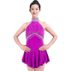 Rinkhockey Eiskunstlaufkleid for Mädchen, Elegante Qualität, Kristalle, Ärmellos, Individuelles Eistanz-Wettkampfkleid