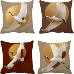 Lionhai 4er Set Outdoor Kissenbezug Einfachheit Vogel, wasserdichte Sofakissen 18 x 18 in, Dekokissen für Sofa Wohnzimmer Balkon Garten 45 x 45 cm, mit Reißverschluss, Superweicher Waschbar k-324