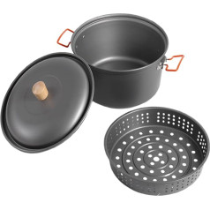 Camping-Kochgeschirr, 7,5 l, große Camping-Töpfe zum Dämpfen, leicht, hitzebeständig, Camp-Dampfgarer, Aluminiumlegierung, tragbare Picknick-Ausrüstung für Autoreisen, Grillen, Angeln