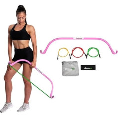 Gorilla Bow Portable Fitness Training Band System, Weightlifting and HIIT Interval Training Set, Full Body Workout Equipment, Rose, Lite Size