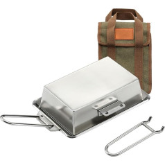 DOUDINGMAO Outdoor Grillplatte Outdoor Camping Faltbare Bratpfannen Outdoor Edelstahl Bratpfannen Steak Bratpfannen