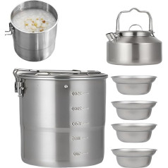 Camping Kochgeschirr Sets - Outdoor Kochtopf Set,Überlebensausrüstung Für Wanderung Camping Garten Familie Erwachsene Picknick Reisen