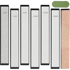 Kissmii Diamant-Schleifsteine-Set, 6-Teiliges Diamant-Schleifstein-Set mit Rutschfester Unterlage - 120, 240, 600, 1000, 2000, 3000