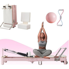 LVYWEX Reformer Pilates Machine, Foldable Pilates Reformer Machine for Women, Home and Fitness Equipment with Small Yoga Ball and Puller