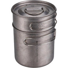 Outdoor Camping Cookware Set, Picnic Pots with Folding Handle, Stainless Steel Cooking Pots, Camping Accessories, Durable for Outdoor Hiking, Backpacking