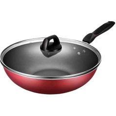 WOTZOV Wok Cookery 30 cm Bratpfanne Stielkasserolle mit Deckel Bratpfanne Bratpfanne Harteloxierte Antihaftpfanne Haushaltskochgeschirr