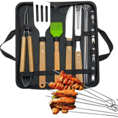 Grillzubehör - Grillspatel-Set 16-teilig - Rostfreie Grillzange Grillbürste Kochzubehör BBQ-Zubehör für Outdoor Camping Picknick