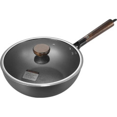 WOTZOV Bratpfanne Wok, unbeschichtet, Flacher Boden, antihaftbeschichtete Pfanne, Kochutensilien für den Haushalt, Herd, universell zum Anbraten von Gemüse und Steaks