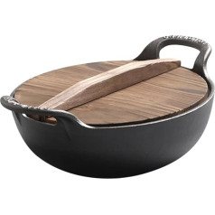 MOBUTOFU Frying Pan Cast Iron Non-Stick Coating for Outdoor Use Hot Pot Cooking Kettle Ergonomic Handle Design 20 cm Diameter Smooth Easy to Clean Versatile Cookware
