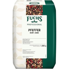 Fuchs Professional Colourful Pepper Whole | Unground Universal Spice for Refilling Pepper Mills | Professional Quality for Large Consumers and Catering | 1 kg in Recyclable Bag
