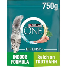 PURINA ONE Bifensis Indoor Formula Dry Cat Food for Domestic Cats, Rich in Turkey, Pack of 6 (6 x 750 g)