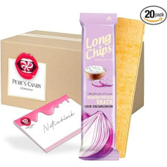 Pere's Candy Bundle for 20 x 75g Long Chips Sour Cream & Onion + Pere's Candy Notepad DIN A7 25 Sheets