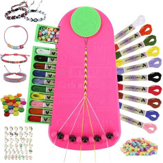 Exyvox Arts and Crafts for Children Aged 8-12 Years, Friendship Bracelet Making Set for Girls, Jewellery Making Set, Christmas Gifts for Children Aged 6-12 Years (Pink)
