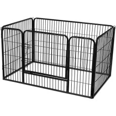 FEANDREA Puppy Playpen Dog Rabbit Enclosure Pet Exercise Pen Panels Black PPK04BK