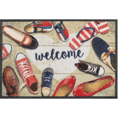 wash+dry Doormat Shoes Welcome 40 x 60 cm, Colourful, Washable for Indoor and Outdoor Use