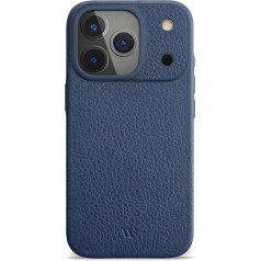 WIIUKA Case for iPhone 17 Pro Max, Leather from Germany, Leather Extra Thin, Premium Mobile Phone Case, Qi, Skiin, Blue Midnight Blue