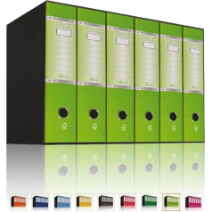 LogicaShop UBOX Large A4 Ring Binder with Storage Bag, Archive Classifiers for Documents, Office, Dox Recorders with Lever Handles (Spine 8, 6 Pieces, Lime)