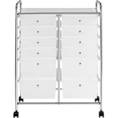 Yaheetech Bathroom Trolley with 12 Drawers, Storage Trolley with Lockable Wheels and Handles, Household Trolley, Metal Frame, Side Trolley