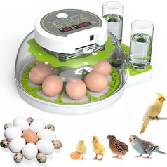 CISSIYOG Egg Incubator, Poultry Automatic Egg Incubator 8-16 Eggs with Automatic Egg Turning and Moisture Display, Integrated Egg Candle, for Hatching Chicken, Quail, Duck, Bird Eggs