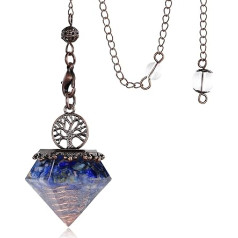 XIANNVXI Radiesthesia Lapis Lazuli Hexagonal Crystal Fortune Telling Pendulum for Reiki Dowsing Meditation Balancing