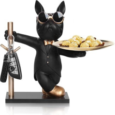 Okesyo French Bulldog Tray Decoration, French Bulldog Decorative Figure, Butler Figure Dog, Resin French Bulldog Decorative Sculpture Desktop Ornament for Bookshelf, Office, Living Room
