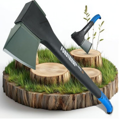 FORSTRIESE TimberX70 Axe 72 cm Low-Vibration Splitting Axe with Blade Guard Hatchet Made of High-Quality Non-Break Fibreglass Plastic for Wood Split Teflon Coating & Ergonomic Handle