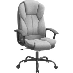 SONGMICS OBG057G01 Office Chair, Desk Chair, Gaming Chair with Armrests, Computer Chair, Executive Chair, Height Adjustable, Home Office, Study, Dove Grey Ink Black OBG057G01, 67 x 68 x (112-122) cm (
