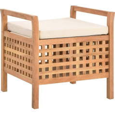vidaXL Walnut Wood Solid Wood Bench with Storage Space Cushion Hallway Bench Seat Chest Bench Wooden Bench Storage Box Shoe Bench 49 x 48 x 49 cm
