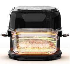 KAITOL Hot Air Fryer, 5 L, Glass Air Fryer Fryer Basket, Digital LED Touch Screen, AirFryer, 9 Menus, 1-60 Minutes, Visible Window, Max Crisp, Roast, Bake, Dishwasher Safe