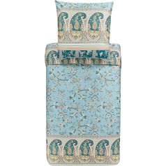 Bassetti Genova V1 Bed Linen Set Cotton Mako Satin in Green 2-Piece with Zip 155 cm x 220 cm 80 cm x 9323462 155 x 220 cm