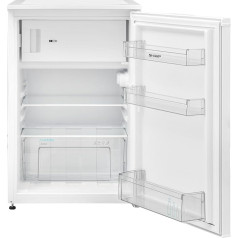 SHARP SJ-UD121T2W-EU Fridge with Freezer Compartment, 121 L Capacity of which 17 L in Freezer, Small Fridge with Continuous Temperature Control, LED Interior Lighting, White