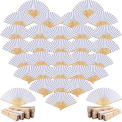 TiGog 50 Pieces Wedding Hand Fan White Paper Fan Wedding Fan Wedding Guest Gift Fecher Women's Fan Small for Wedding Summer Party Birthday DIY and Wall Decoration