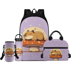 Renewold Backpack School Set of 4 Insulated Water Bottle Portable Lunch Bag Water Bottle Holder with Strap Kids Backpacks Ages 6-18