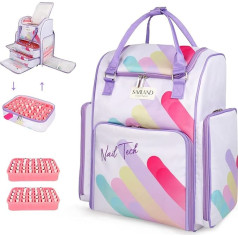 SAVILAND Nail Polish Organiser Bag: Extra Large Nail Polish Organiser and Storage Holds 80 Bottles of Nail Kit with 2 Removable Pockets for Nail Tech Travel Manicure Accessories