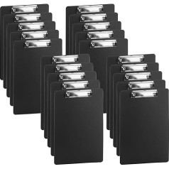 JIAYUET 20 Pcs Black Plastic Clipboard A4 Clip Board with Hanging Hole and Low Profile Clipboard for Home Office