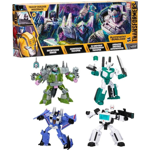 Transformers Toys Buzzworthy Bumblebee Troop Builder Multipack with 4 Transformers Figures, Action Figures for Boys and Girls from 8 Years