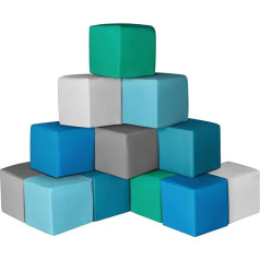 SweHouse Building Block Set of 12 Foam Building Blocks Children: PU Leather Soft Building Blocks Baby for Climbing Indoor - Soft Play Building Blocks Montessori Foam Blocks for Playroom Children's