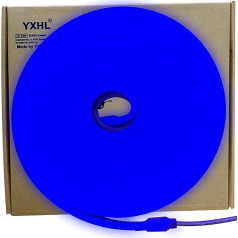 YXHL LED Neon Strip Blue 5 m DC 12 V IP67 Waterproof Silicone Neon LED Neon Light for Indoor Strips and Outdoor Decoration DIY Sign Outdoor
