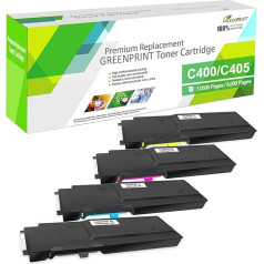 GREENPRINT 4 Colours Compatible Toner Cartridges for XEROX VersaLink C400 C400n C400dn C405 C405n C405dn MFP 【Extra High Yield】 10500 Pages for Black & 8000 Pages for C M Y